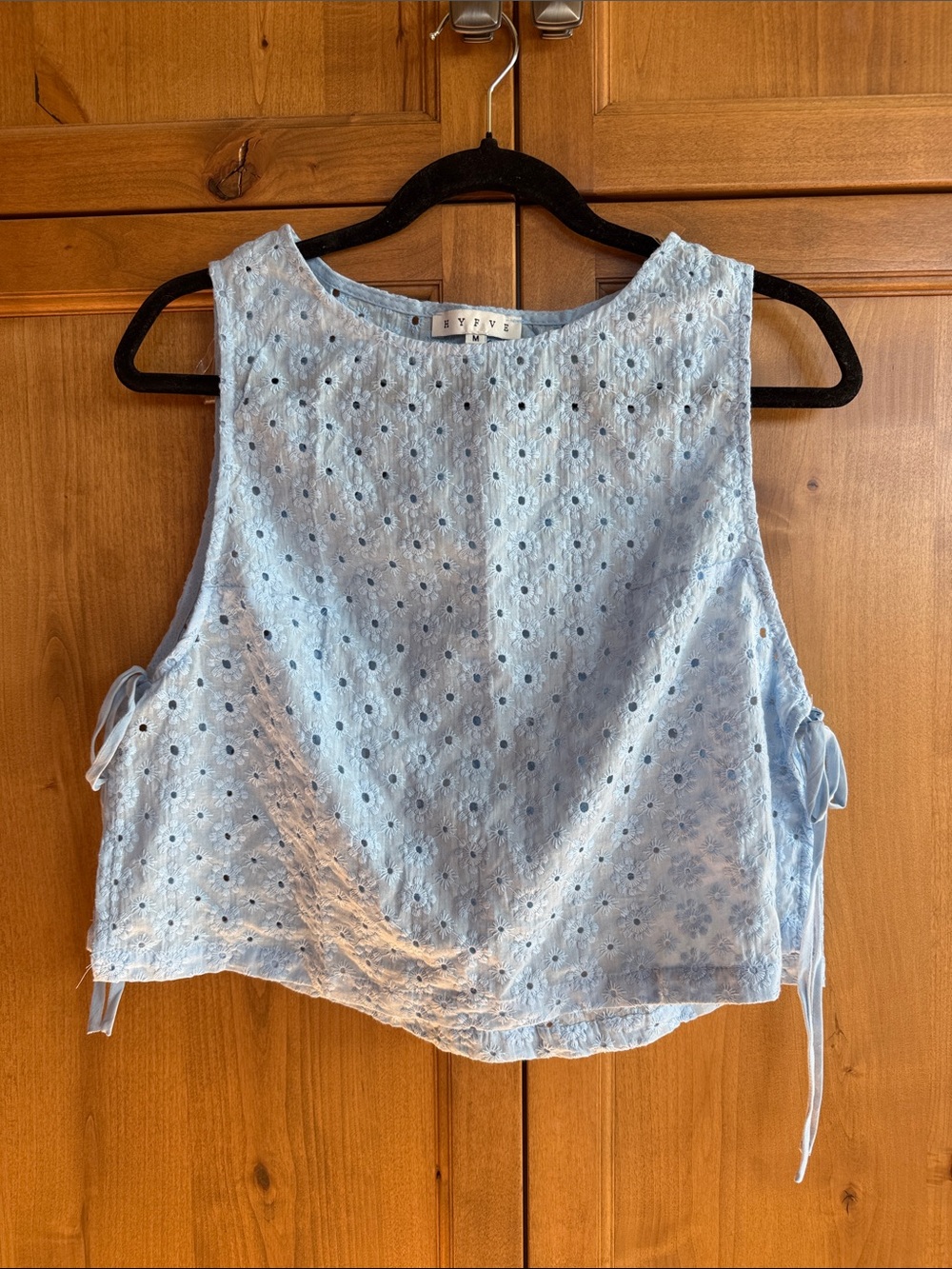 HYFVE Light Blue Eyelet Crop Tank with Side Ties